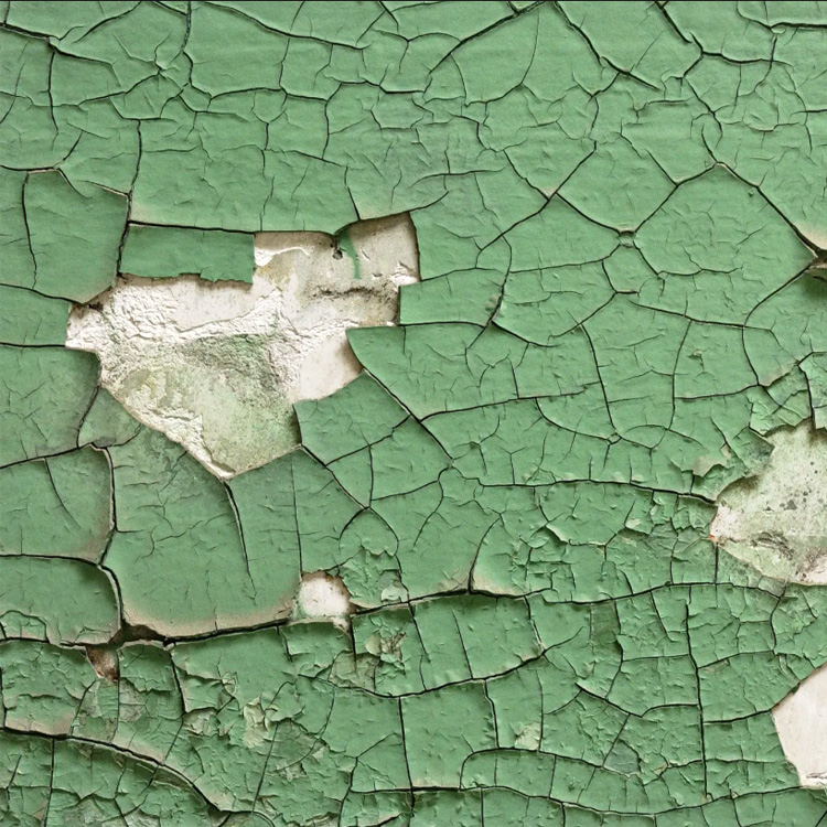 Close up of cracked, weathered lead paint